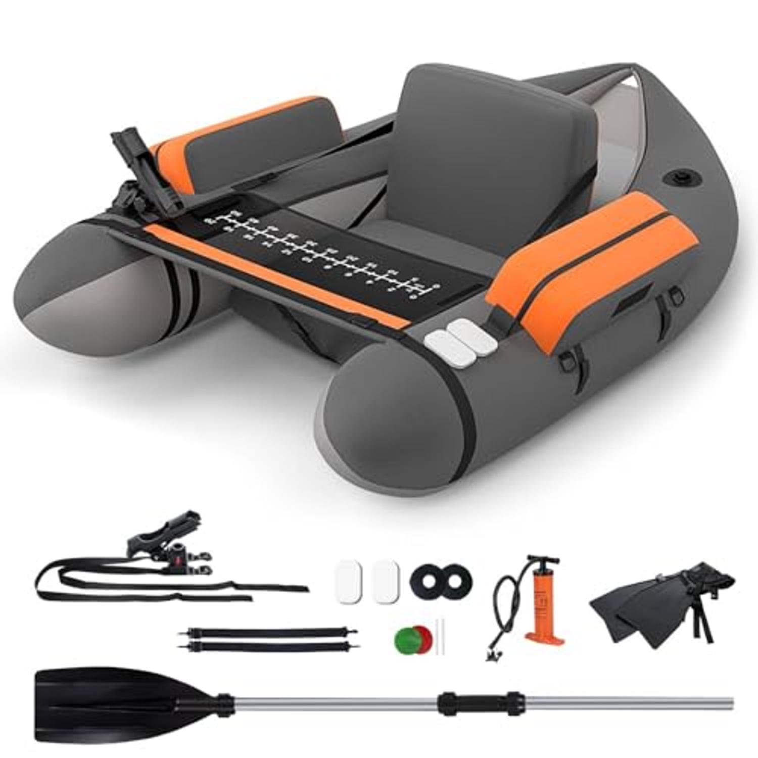 Spotravel inflatable fishing float tube with adjustable carry straps and rod holder